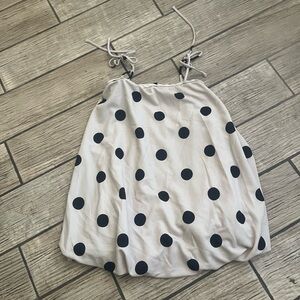 Blue Blush Cream Dress with Black Polka Dots